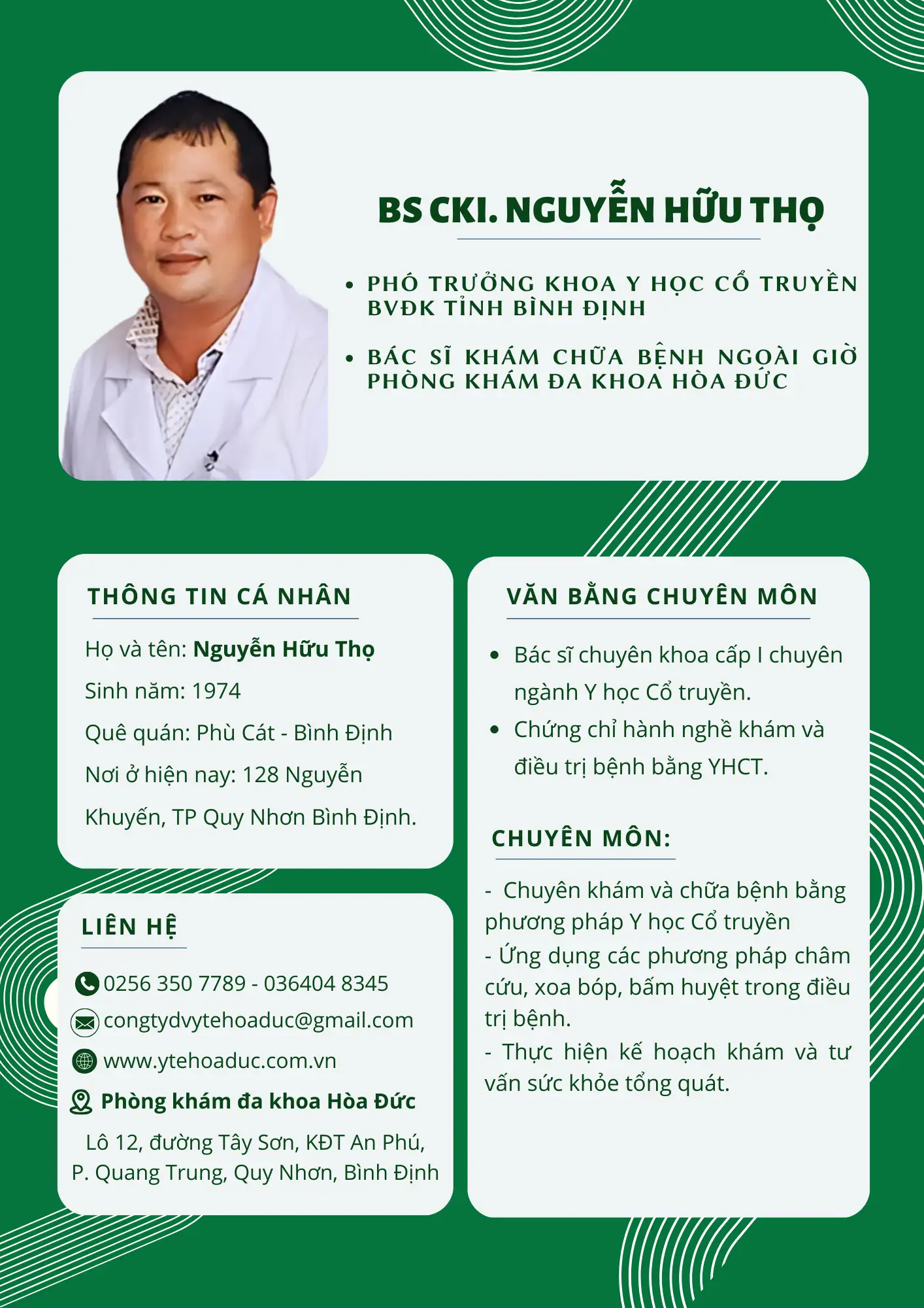 Bác sĩ Nguyễn Hữu Thọ - CV