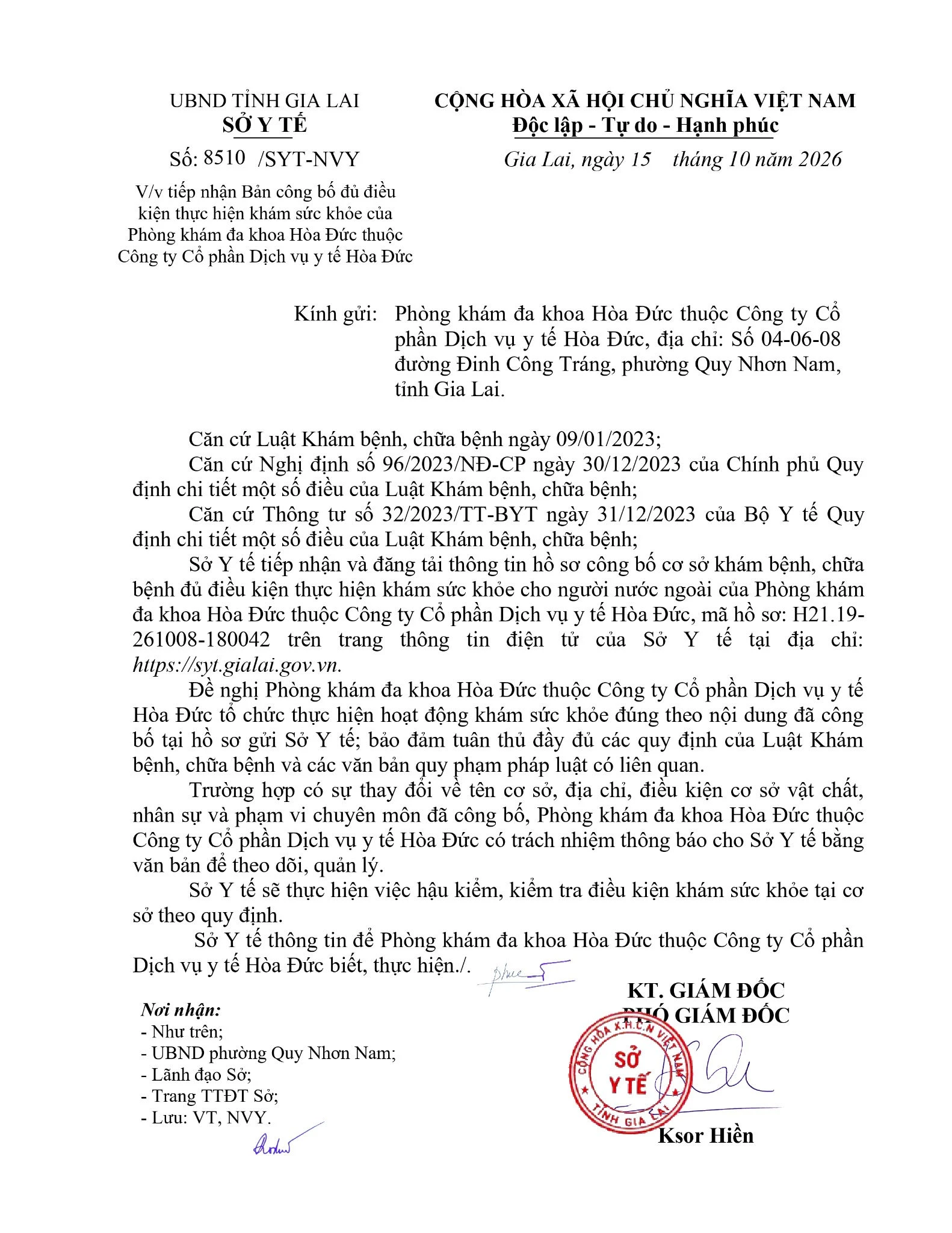 Khám sức khỏe cho người nước ngoài tại Quy Nhơn | Phòng khám Hòa Đức